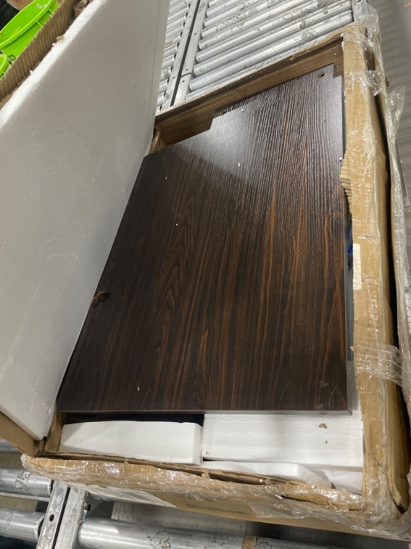 Photo 1 of  Folding Dining Table, Drop Leaf Dining Table for 4, Foldable Kitchen Table with 2 Storage Shelf, 6 Wheels, Movable Space Saving Dining Tables for Small Spaces, Dark Walnut, Small