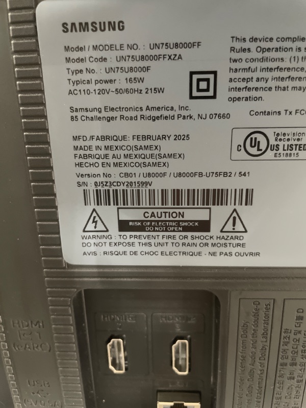 Photo 1 of ***DAMAGED***Samsung 75-Inch Class Crystal UHD U8000F 4K Smart TV (2025 Model) Endless Free Content, Crystal Processor 4K, MetalStream Design, Knox Security, Alexa Built-in