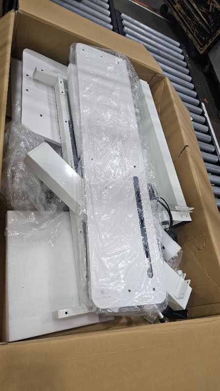 Photo 1 of ***PARTS ONLY**TIQLAB 48 * 24 Inch Standing Desk with Two Drawers, Stand Up Standing Desk Adjustable Height, Electric Sit Stand Table with Storage Shelf and Splice Board, Maple