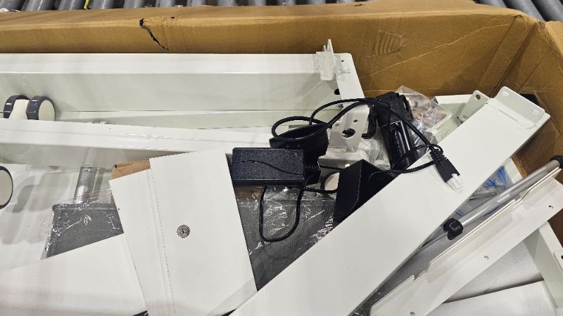 Photo 1 of ***PARTS ONLY**TIQLAB 48 * 24 Inch Standing Desk with Two Drawers, Stand Up Standing Desk Adjustable Height, Electric Sit Stand Table with Storage Shelf and Splice Board, Maple