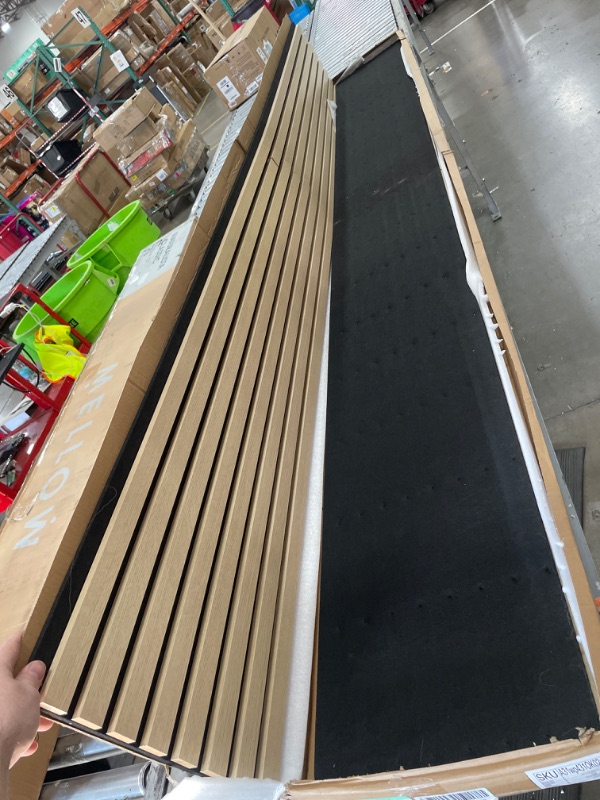 Photo 1 of ***DAMAGED***Art3dwallpanels Wood Slat Wall Panel, 108'' x 13'' Wood Panels for Wall 2 Pack 3D Soundproof Wall Panels, Large Acoustic Panels Sound Absorbing for Interior Ceiling and Wall Decor Noise Reduction,Oak