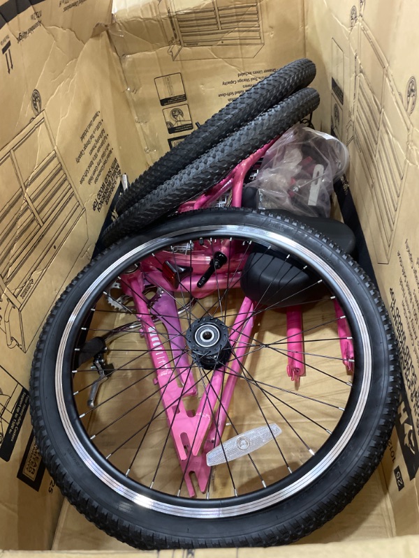 Photo 1 of **ITEM IS MISSING PARTS FOR ASSEMBLY**
VEVOR Folding Adult Tricycle, 24-Inch 7-Speed Adult Folding Trikes, Carbon Steel 3 Wheel Cruiser Bike with Basket & Adjustable Seat, Shopping Picnic Foldable Tricycles for Women, Men, Seniors (Pink)