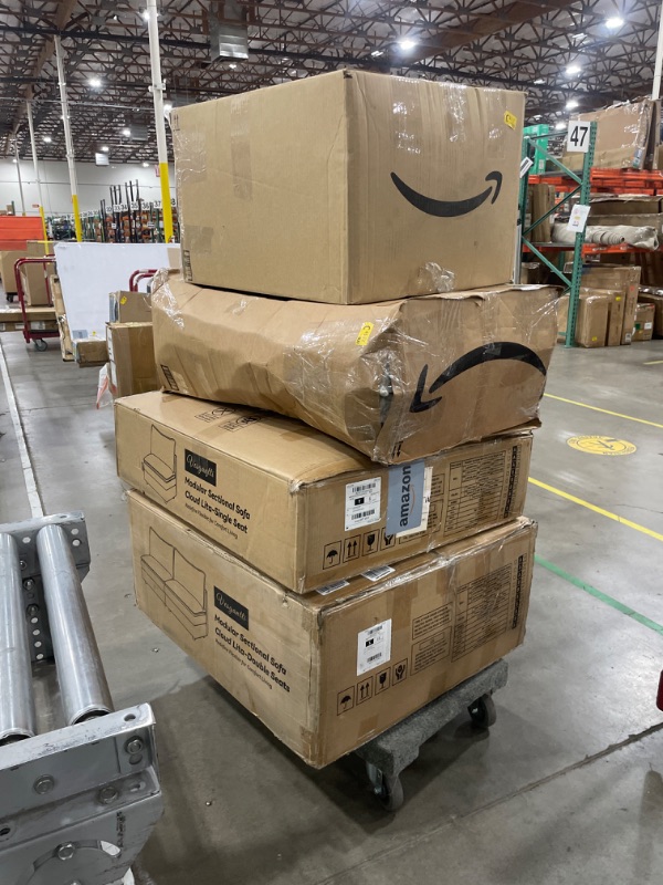 Photo 1 of ***4 BOXES***Vesgantti 108" U Shaped Sectional Couch, Comfy Cloud Modular Sectional Sofa with 2 Ottoman Deep Seat Chenille Modern Cloud Sofa, Modular Sofas for Living Room, Bedroom and Apartment, Light Brown