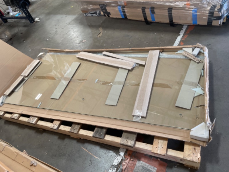 Photo 1 of ****************Missing one panel of glass and all hardware**************
Sliding Shower Door, 56-60 inches W *76 inches H Frameless Double Sliding Soft-Close Shower Door in Matte Black,3/8 inches (10mm) Thick SGCC Tempered Glass Door with Explosion Proof