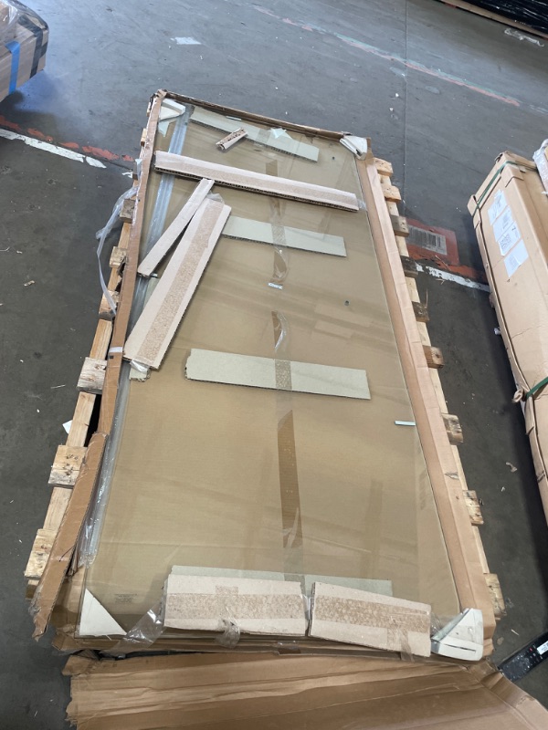 Photo 1 of ****************Missing one panel of glass and all hardware**************
Sliding Shower Door, 56-60 inches W *76 inches H Frameless Double Sliding Soft-Close Shower Door in Matte Black,3/8 inches (10mm) Thick SGCC Tempered Glass Door with Explosion Proof