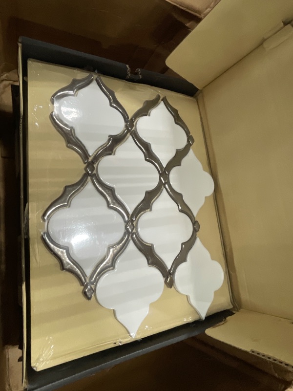 Photo 1 of 10.59" x 14.13" Highland Park Glossy Arabesque Ceramic Mosaic