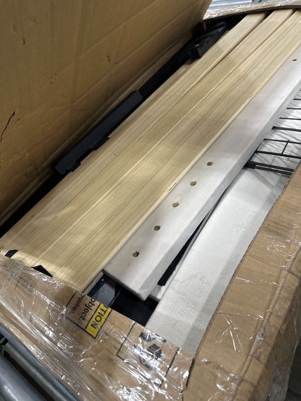 Photo 1 of ***parts only***Twin Upholstered LED Bed Frame with Storage Drawer and Adjustable Chic Double Wavy Headboard, Velvet Princess Platform Bed for Kids/Girls, Solid Wood Slats Support, No Box Spring Needed, Beige