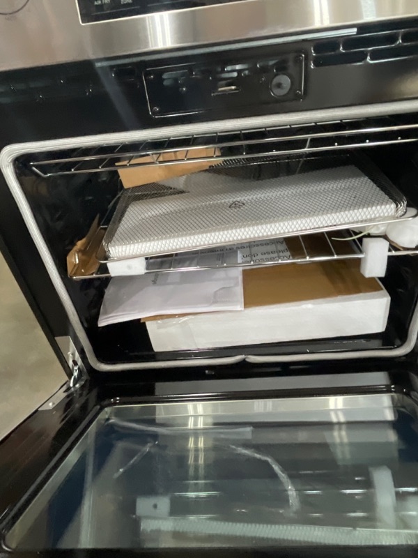 Photo 1 of ***BROKEN GLASS***Kenmore Front Control Electric Range Oven with 5 Cooktop Elements with 7 Cooking Power Options, True Convection, Steam and Self Clean, Freestanding Oven, 4.8 cu. ft. Capacity Stainless Steel