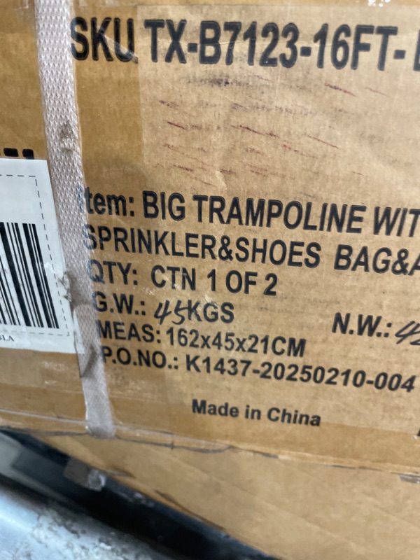 Photo 1 of ***INCOMPLETE***Kiivakii 16FT Trampoline, Outdoor Trampolines for Kids and Adults, Recreational Trampoline with Basketball Hoop, Heavy Duty Round Trampolines with Sprinkler for Backyard, ASTM Approved, Black