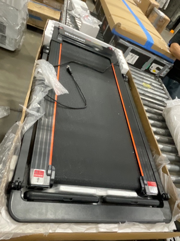 Photo 4 of Hccsport Treadmill with Incline, 3 in 1 Under Desk Treadmill Walking Pad with Removable Desk Workstation 3.5HP Foldable Compact Walking Treadmills for Home Small Office with Wristband Remote Control