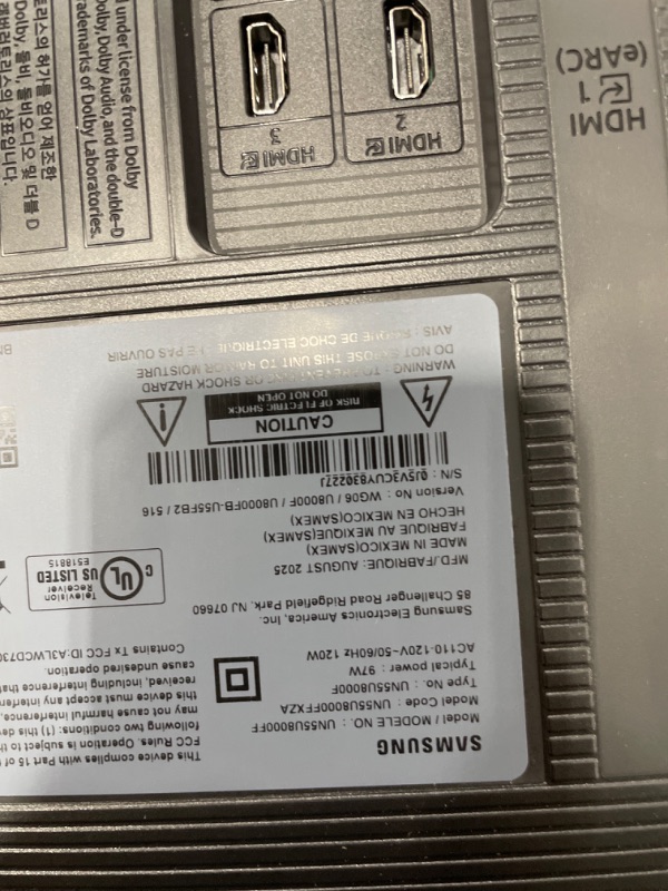 Photo 1 of ***DAMAGED***Samsung 55-Inch Class Crystal UHD U8000F 4K Smart TV (2025 Model) Endless Free Content, Crystal Processor 4K, MetalStream Design, Knox Security, Compatible with Alexa