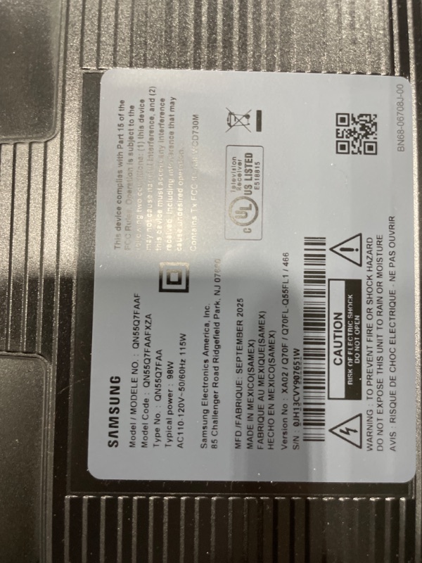 Photo 1 of ***DAMAGED***Samsung 55-Inch Class QLED Q7F Series Samsung Vision AI Smart TV (2025 Model, 55Q7F) Quantum HDR, Object Tracking Sound Lite, Q4 AI Gen1 Processor, 4K upscaling, Gaming Hub, Alexa Built-in