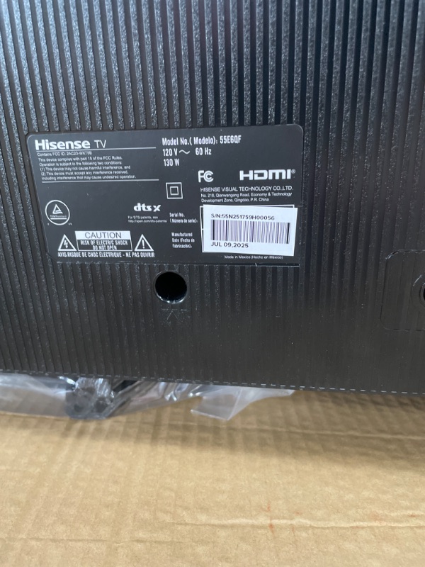 Photo 1 of ***DAMAGED***Hisense 55" E6 Cinema Series QLED 4K UHD Smart Fire TV (55E6QF, 2025 Model) - QLED, AI Light Sensor, Dolby Vision · Atmos, Voice Remote with Alexa, Motion Rate 120, HDR 10+ Adaptive, Game Mode Plus
