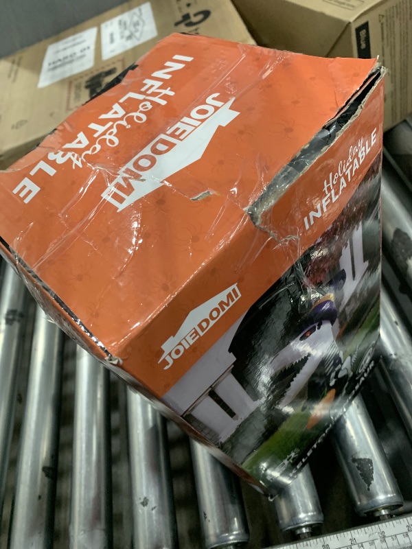 Photo 1 of **POSSIBLY FOR PARTS/UNTESTED** Joiedomi 8 FT Halloween Inflatables Outdoor Decorations, Halloween Blow Ups for Yard, Inflatable Skeleton Dinosaur with Pumpkin for Outside Garden Decor