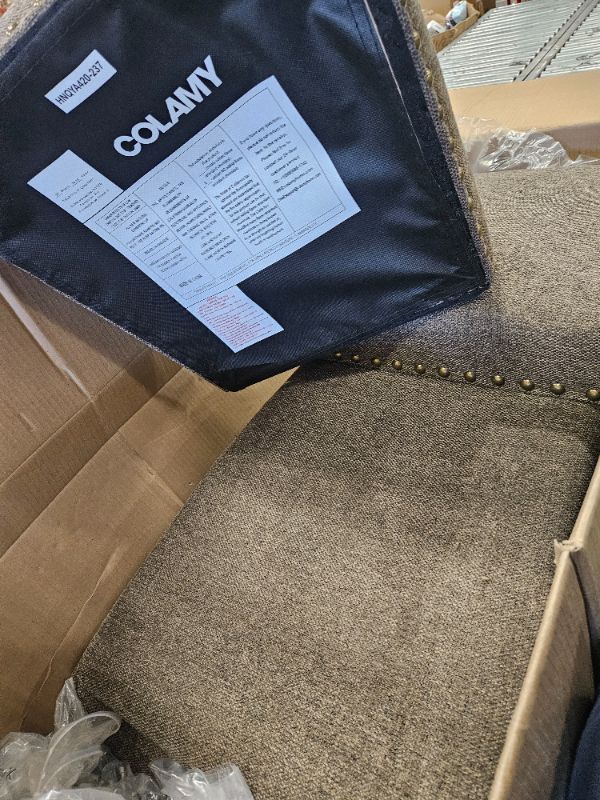 Photo 1 of *************CHAIRS ARE GREY, NOT BROWN******************
COLAMY Upholstered Parsons Dining Chairs Set of 2, Fabric Dining Room Kitchen Side Chair with Nailhead Trim and Wood Legs - Brown