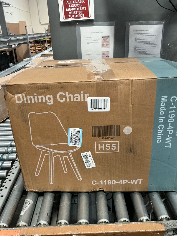 Photo 1 of *** FOR PARTS ONLY***** OLIXIS Set of 4 Dining Kitchen Mid-Century Modern Chairs with Wood Legs and PU Leather Cushion for Living Room Bedroom Outdoor Lounge, White