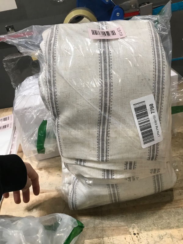 Photo 1 of (BAGGED) (USED/FAIR) DriftAway Farmhouse Linen Blend Blackout Curtains 84 Inches Long for Bedroom Vertical Striped Printed Linen Curtains Thermal Insulated Lined Treatments for Living Room 2 Panels W52 x L84 Grey