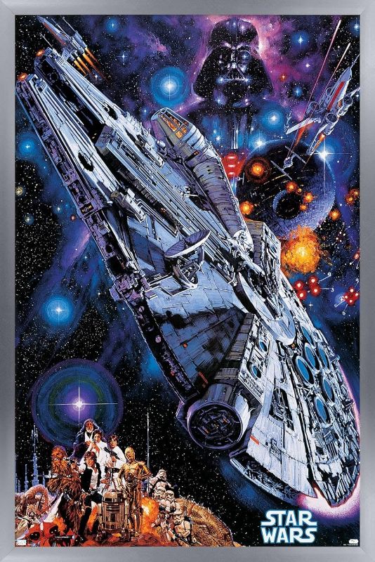 Photo 1 of **Read Notes***
 Trends International Star Wars: Global Art - Millennium Falcon Wall Poster, 22.4L x 14.7W, Silver Framed Version