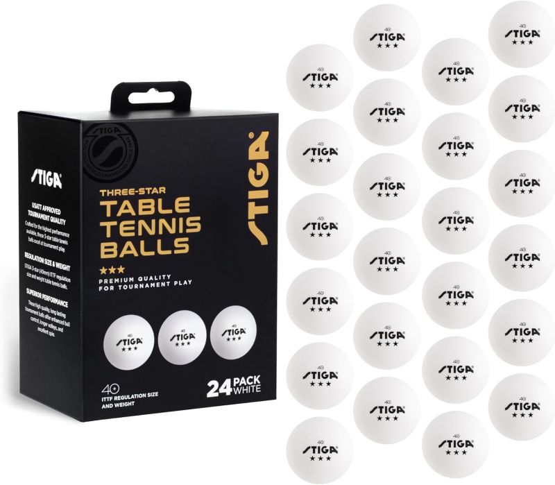 Photo 1 of 
Stiga Tournament-Quality 3-Star Ping Pong Balls – 24 or 144 Bulk Pack (White) - Official Size and 40mm Weight –High-Performance Table Tennis Balls
Style:24 pack