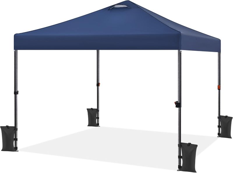 Photo 1 of *****************Missing top cover***************
Yaheetech 10x10 Pop up Canopy Tent, Commercial 150D Silver Coated Fabric Outdoor Instant Tent w/Wheeled Bag, 4 Sandbags, 8 Stakes & 4 Ropes for Parties, Camping, Beach, Navy Blue