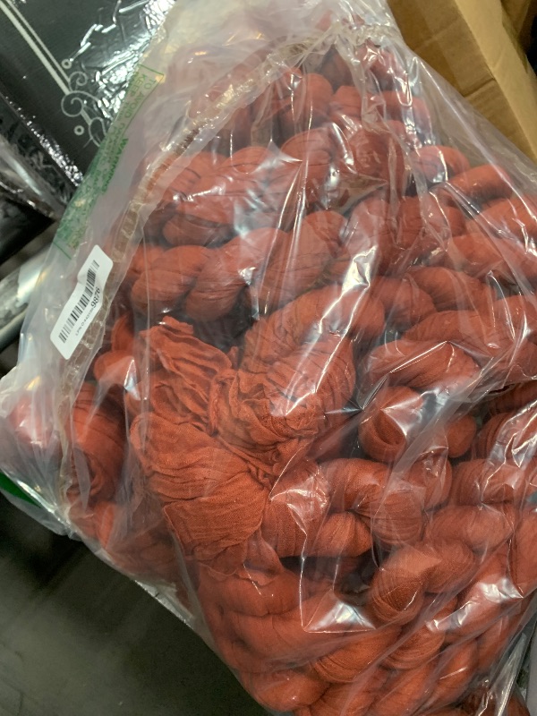 Photo 1 of 12 Pcs Terracotta Cheesecloth Table Runner 13ft Boho Gauze Cheesecloth Table Runner 160 inch Long for Christmas Wedding Bridal Baby Shower Birthday Table Decorations