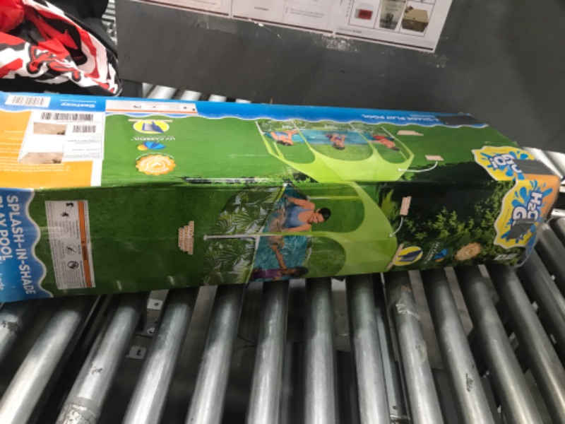 Photo 1 of *** CHECK COMMENTS***    H2OGO! Kids Splash-in-Shade 8-Foot Round Steel Frame Above Ground Pool with Water Mister and Canopy Sunshade, Green Tropical Leaf Print