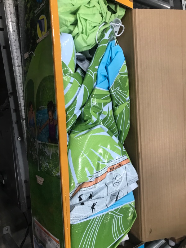 Photo 1 of *** NOT A FULL SET FOR PARTS**    H2OGO! Kids Splash-in-Shade 8-Foot Round Steel Frame Above Ground Pool with Water Mister and Canopy Sunshade, Green Tropical Leaf Print