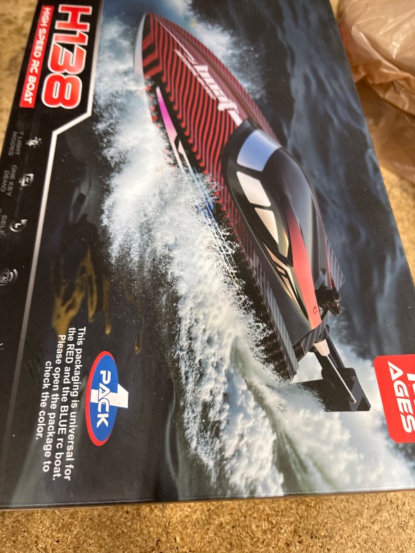 Photo 1 of 30KMH RC Remote Control Boat with 7 LED Light Modes Waterproof Electric Fast Speed Boat for Adults Kids 8-12 Lake Pool Water Play,Self-righting,Demo,Water Cooling,20Mins,Low Battery Alert,2.4Ghz,Blue