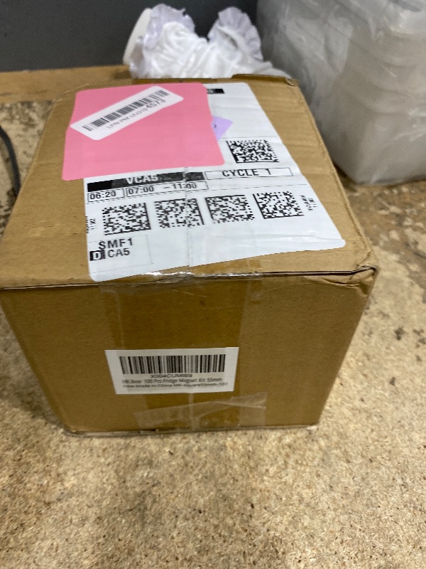 Photo 1 of 100 Sets Square Button Parts?Fridge Magnet Button Maker Supplies for Square-Shaped Badge Maker Machine 50mm?Including Metal Cover, Plastic Back Cover, Clear Film,