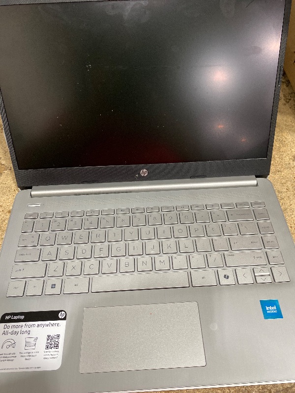 Photo 1 of ****DOES NOT COME WITH CHARGER OR BOX, UNTESED****
HP 14 inch Laptop, HD Touchscreen Display, Intel Celeron N4500, 4 GB RAM, 64 GB eMMC, Intel UHD Graphics, Windows 11 Home in S Mode, Natural Silver, 14-dq3550nr