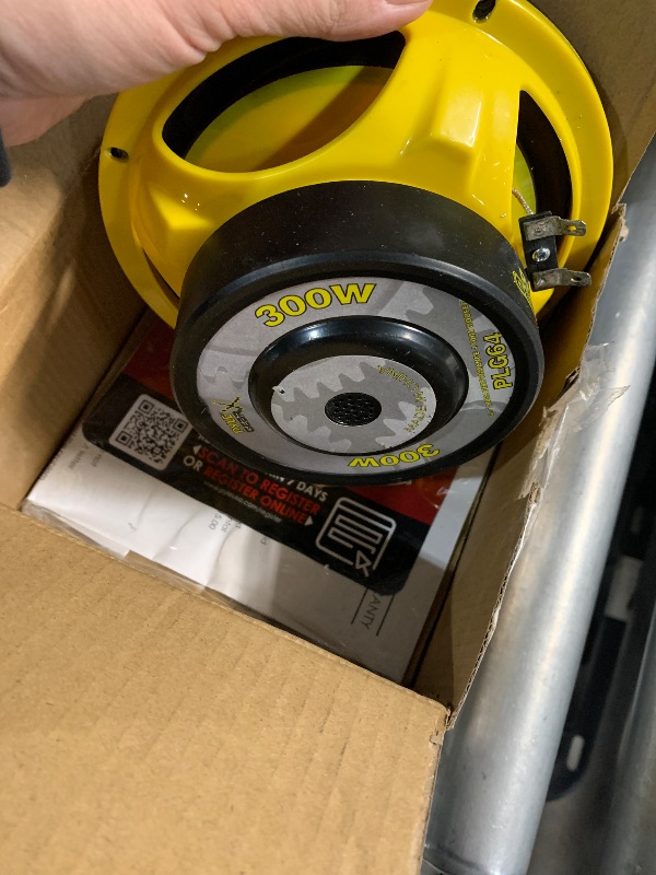 Photo 1 of ***(PARTS ONLY/ MAJOR DAMAGE/ NON FUNCTIONAL)***Pyle 6.5 Inch Mid Bass Woofer Sound Speaker System - Pro Loud Range Audio 300 Watt Peak Power w/ 4 Ohm Impedance and 60-20KHz Frequency Response for Car Component Stereo PLG64,Yellow
