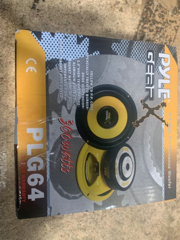Photo 1 of ***(PARTS ONLY/ MAJOR DAMAGE/ NON FUNCTIONAL)***Pyle 6.5 Inch Mid Bass Woofer Sound Speaker System - Pro Loud Range Audio 300 Watt Peak Power w/ 4 Ohm Impedance and 60-20KHz Frequency Response for Car Component Stereo PLG64,Yellow