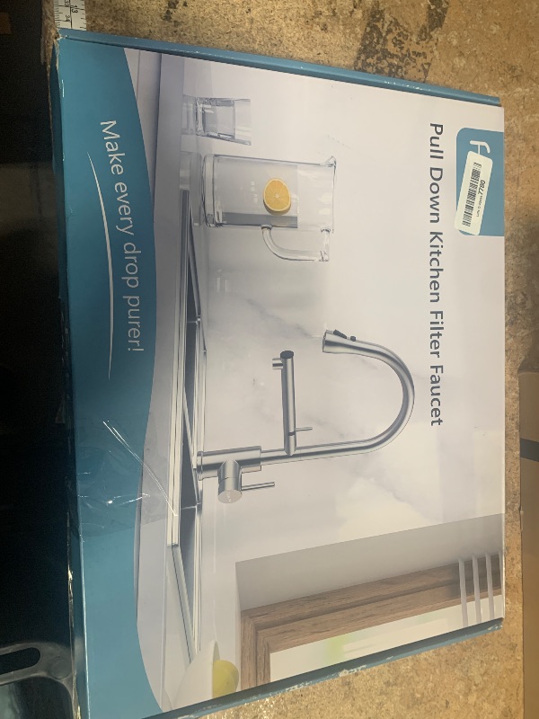 Photo 2 of FEELSO Kitchen Faucets, Upgraded Filter Water Kitchen Faucet with Pull Down Sprayer, Brushed Nickel Stainless Steel High Arc 1 Or 3 Hole Kitchen Sink Faucet for Remove Chorine, Harmful Substances