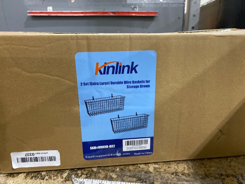 Photo 1 of 2 Sets Extra Large Hanging Wall Basket, Brown Metal Wire Baskets with Steel Hooks for Organizing, WallmountedFruit Vegetable Toy Snack Storage, Home Kitchen Bathroom Laundry Pantry Organizer