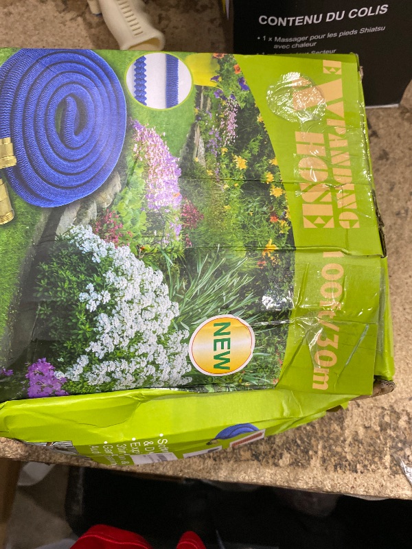 Photo 1 of 100 ft Expandable Garden Hose with 10 Spray Nozzle - 4 -Layer Latex Core - Heavy Duty Superior Strength 3750D - Expanding Water Hose - Extra Strong Brass Connectors/Storage Bag