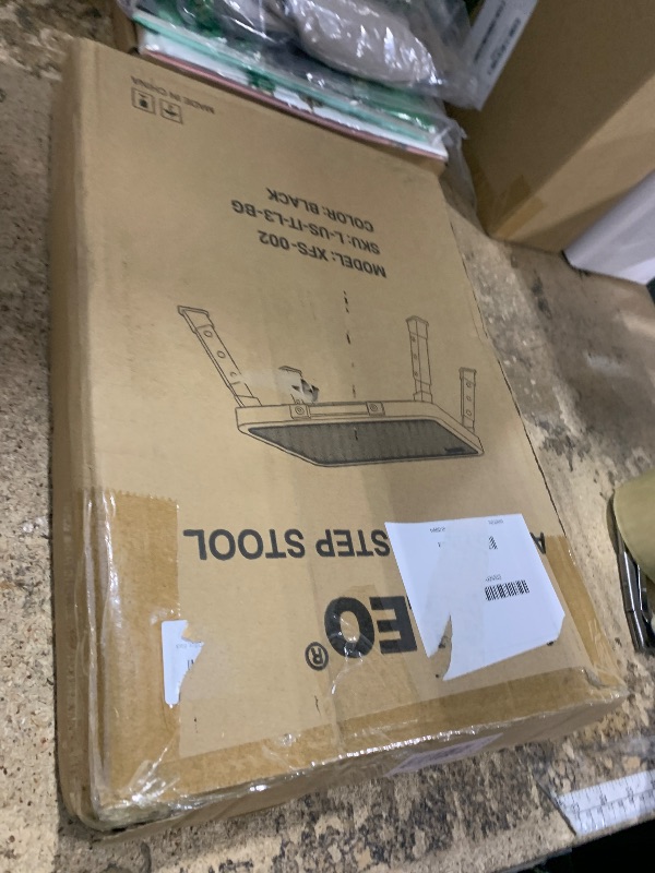 Photo 1 of **ONE LEG BROKEN** Valeo Folding Step Stool, Adjustable Step Stool with Non-Slip Platform, 500 Lbs Capacity, Step Ladder for Adults or Kids in Kitchen, Bathroom, RV, Camping, Office, Black