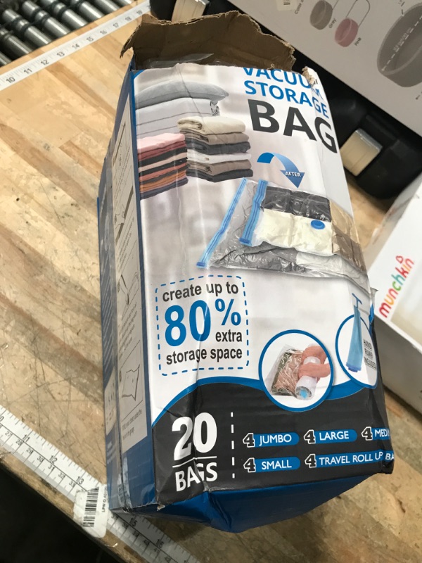 Photo 1 of 20 Pack Vacuum Storage Bags, Space Saver Bags (4 Jumbo/4 Large/4 Medium/4 Small/4 Roll) Compression for Comforters and Blankets, Sealer Clothes Storage, Hand Pump Included