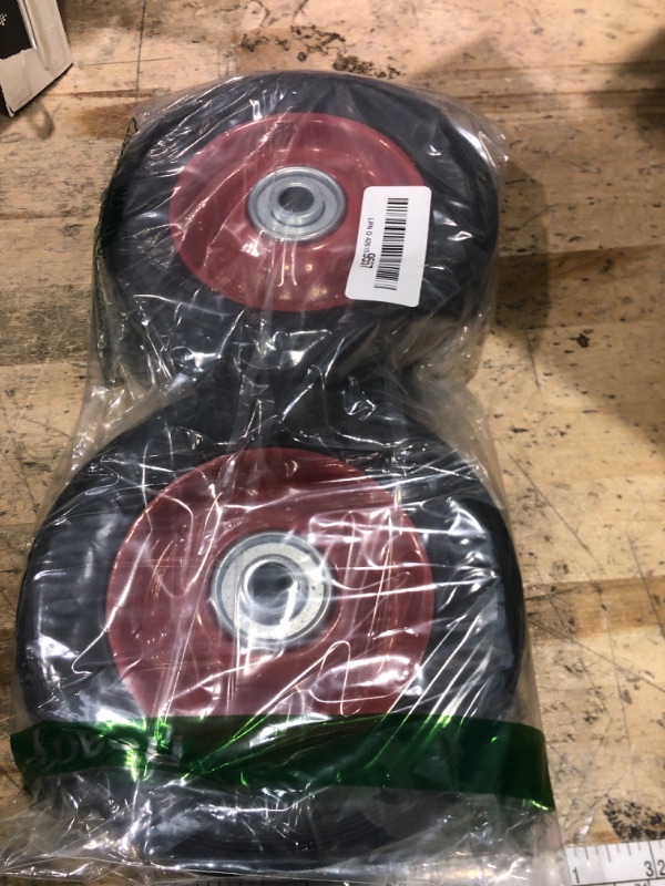 Photo 1 of (2-Pack) AR-PRO 6” x 1.5” Flat Free Solid Rubber Wheel Assemblies - Replacement Hand Truck Wheels with Ball Bearings and 1/2” Bore Hole Diameter - Heavy-Duty Solid Rubber Wheels 132 lbs Load Capacity