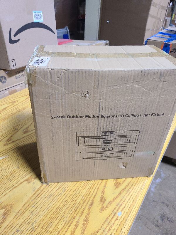 Photo 1 of 2 Pack LED Motion Sensor Outdoor Ceiling Light, Industrial Flush Mount Ceiling Light, Black Dusk to Dawn Exterior Light, Waterproof Light Fixtures Ceiling Mount for Porch, Garage, Entryway ,Farmhouse