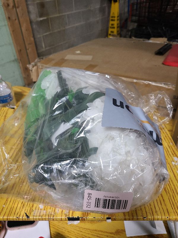 Photo 1 of 12Pcs Artificial Wisteria Flowers 3.6 Feet/Piece White Dense Artificial Fake Wisteria Vine Ratta Hanging Garland Silk Flowers String Home Party Wedding Decor(White-Dense)