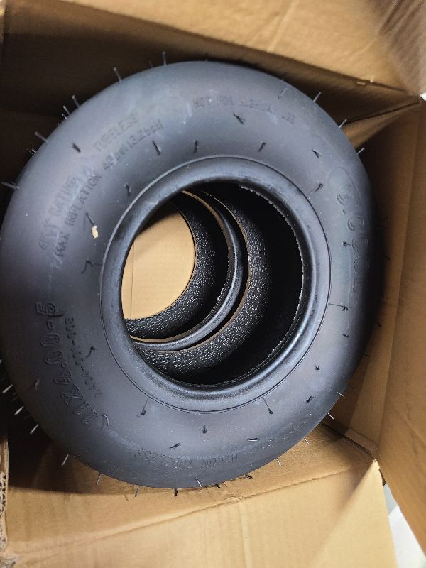 Photo 1 of (2 Pack) 11x4.00-5 Tubeless Zero Turn Mower Tires