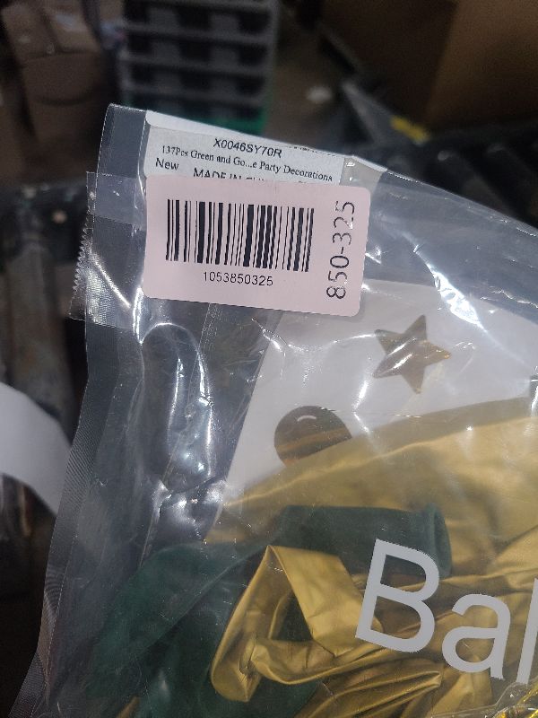 Photo 1 of 137Pcs Green and Gold Balloons Garland Arch Kit with Stars - 5 10 12 18 inch Dark Green Gold Confetti Latex Balloons for Birthday Baby Shower Emerald Green Jungle Party Decorations