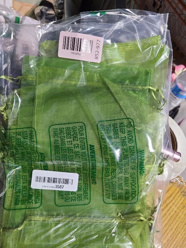 Photo 1 of 100pcs Fruit Protection Bags 6x9 inch, Green Netting Cover Bags Drawstring Mesh Fruit Protectors Pest Barrier for Tomato Mango Trees Veggies Garden