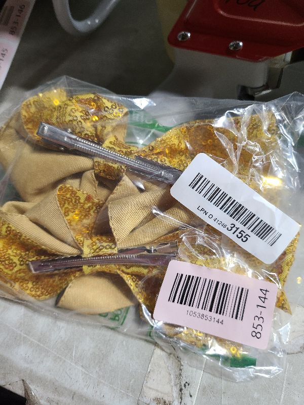 Photo 1 of 2 Packs Jumbo Gold Cheerleading Bow 8 Inch Large Cheer Hair Bows with Alligator Clips for Teen Girls Softball Outfit Uniform (Sequin Gold)