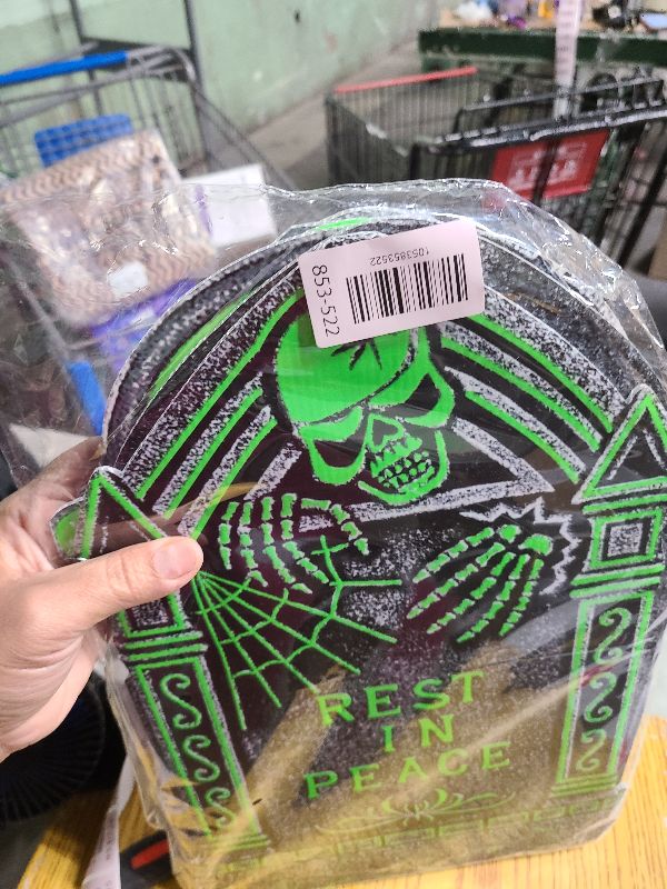 Photo 1 of 17”×10” Large Halloween Yard Decorations, 6 Pack Waterproof Glow in The Dark Tombstones, Outdoor Light Up Gravestones for Yard, Party, Home and School, Spooky Cemetery Halloween Decor