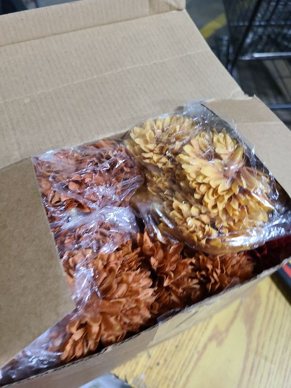 Photo 1 of 12 Pcs Artificial Fall Flowers Faux Mums Burnt Orange Flowers Assorted Fake Silk Mums Chrysanthemums Bouquet Fall Marigold for Vase Table Floral Arrangement for Wedding Home Outdoor Autumn Decorations