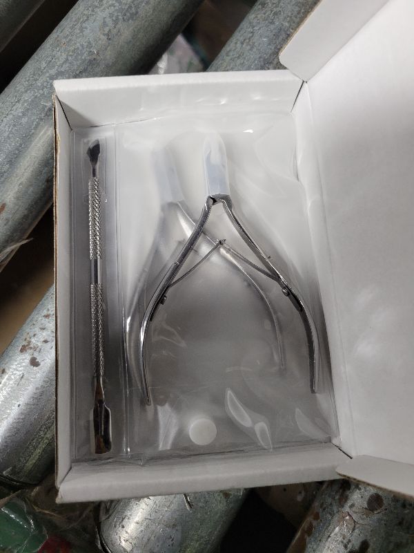 Photo 1 of 2 Packs Cuticle Trimmer with Pusher - Professional Stainless Steel Cuticle Nippers Cutter Clippers and Cuticle Remover Manicure Tools for Fingernails Toenails (silver)