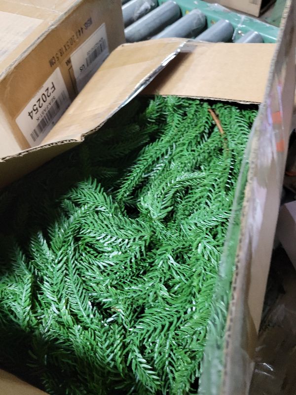 Photo 1 of 2 PCS-9FT Artificial Norfolk Pine Garlands - Real Touch Winter Pine Garland, Green Artificial Greenery Garland for Table, Mantle, Wall, Indoor, Outdoor Christmas Decorations