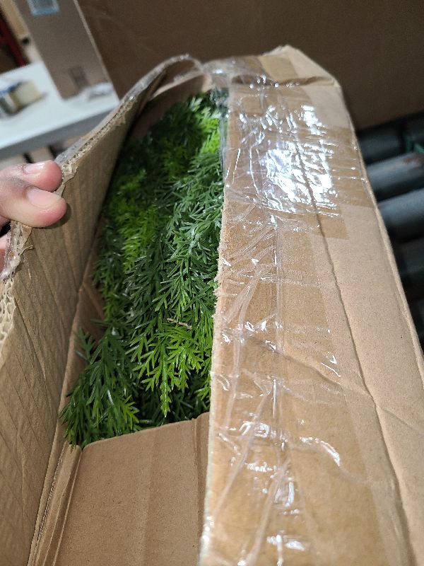 Photo 1 of 12FT Christmas Cedar Garland Artificial Realistic Green Faux Real Touch Winter Pine Garland for Mantle Fireplace Wall Table Indoor Outdoor Decoraiton