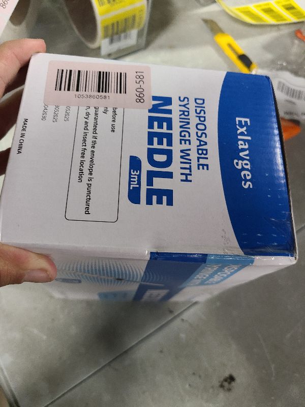 Photo 1 of 100 Pack Disposable 3ml/cc Lab Syringes with 23Ga 1 Inch Needle Luer Lock, Individually Sealed Packed